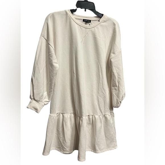 White Sweatshirt ruffle dress - Picture 1 of 4